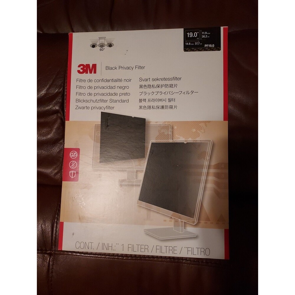 3M Privacy Filter 19" Wide Screen Monitor; Black 30.2cm x 37.7cm PF190C4B V25X